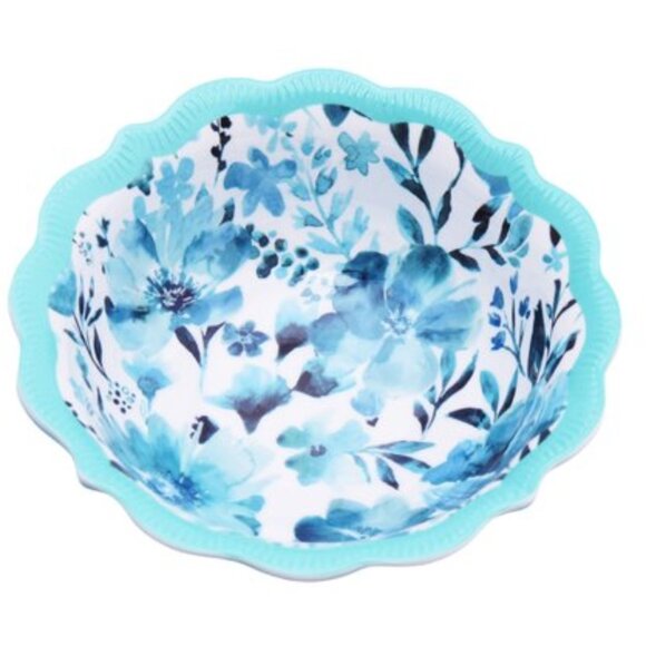 Lot of 3 Pioneer Woman Melamine Dip Bowl Painterly Floral Teal 5.35in 11oz New - Picture 2 of 6